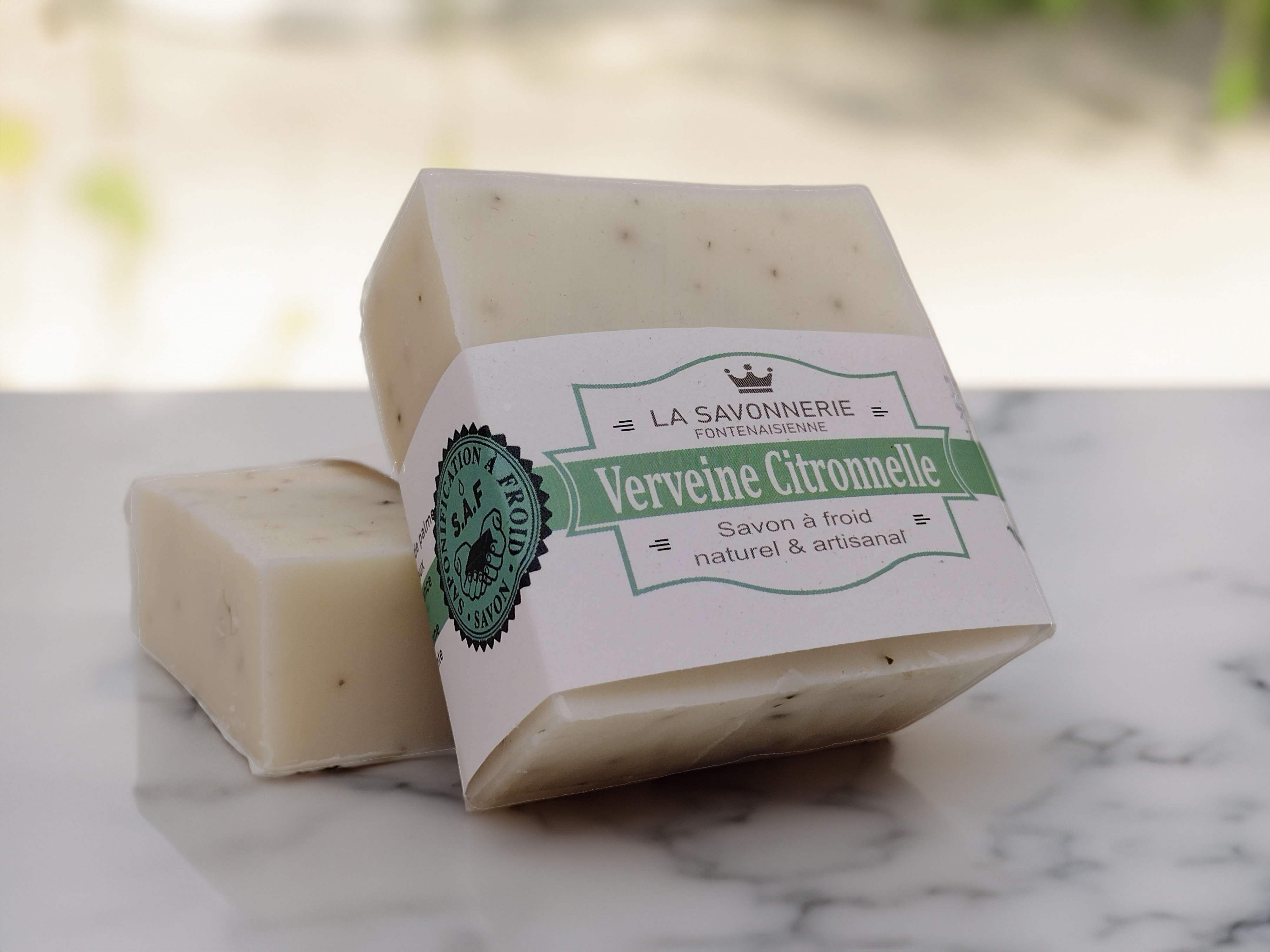 savon verveine table marbre